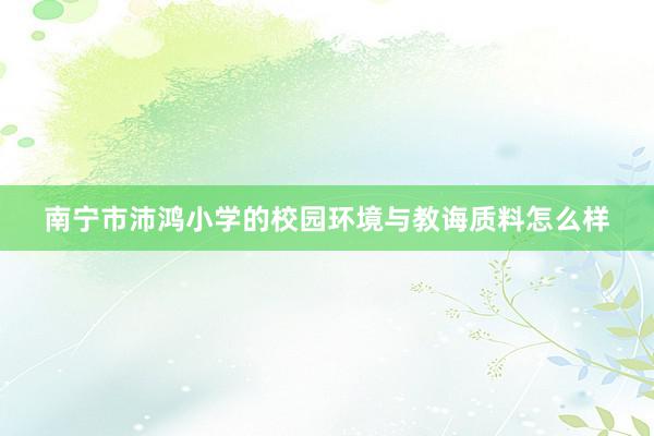 南宁市沛鸿小学的校园环境与教诲质料怎么样