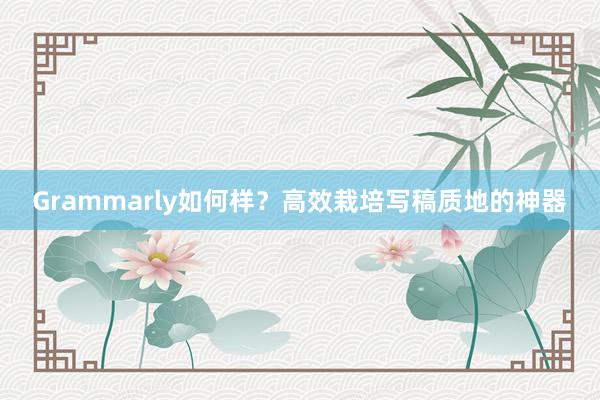 Grammarly如何样?高效栽培写稿质地的神器